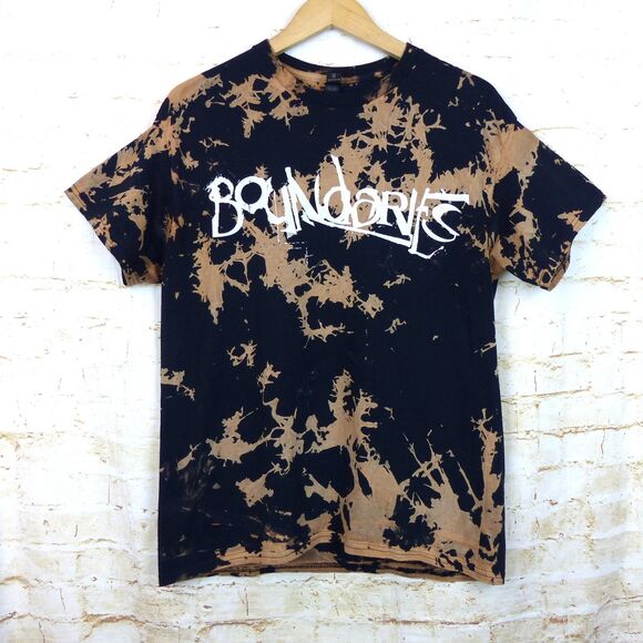 Boundaries Band T-Shirt Mens L Black Brown Bleach Tie Dye Graphic Metalcore Tour - Picture 2 of 8